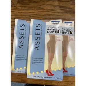 3 Pack Assets by Sara‎ Blakely Spanx Brand Hi-Waist Mid-Thigh Shaper Nude Size 4